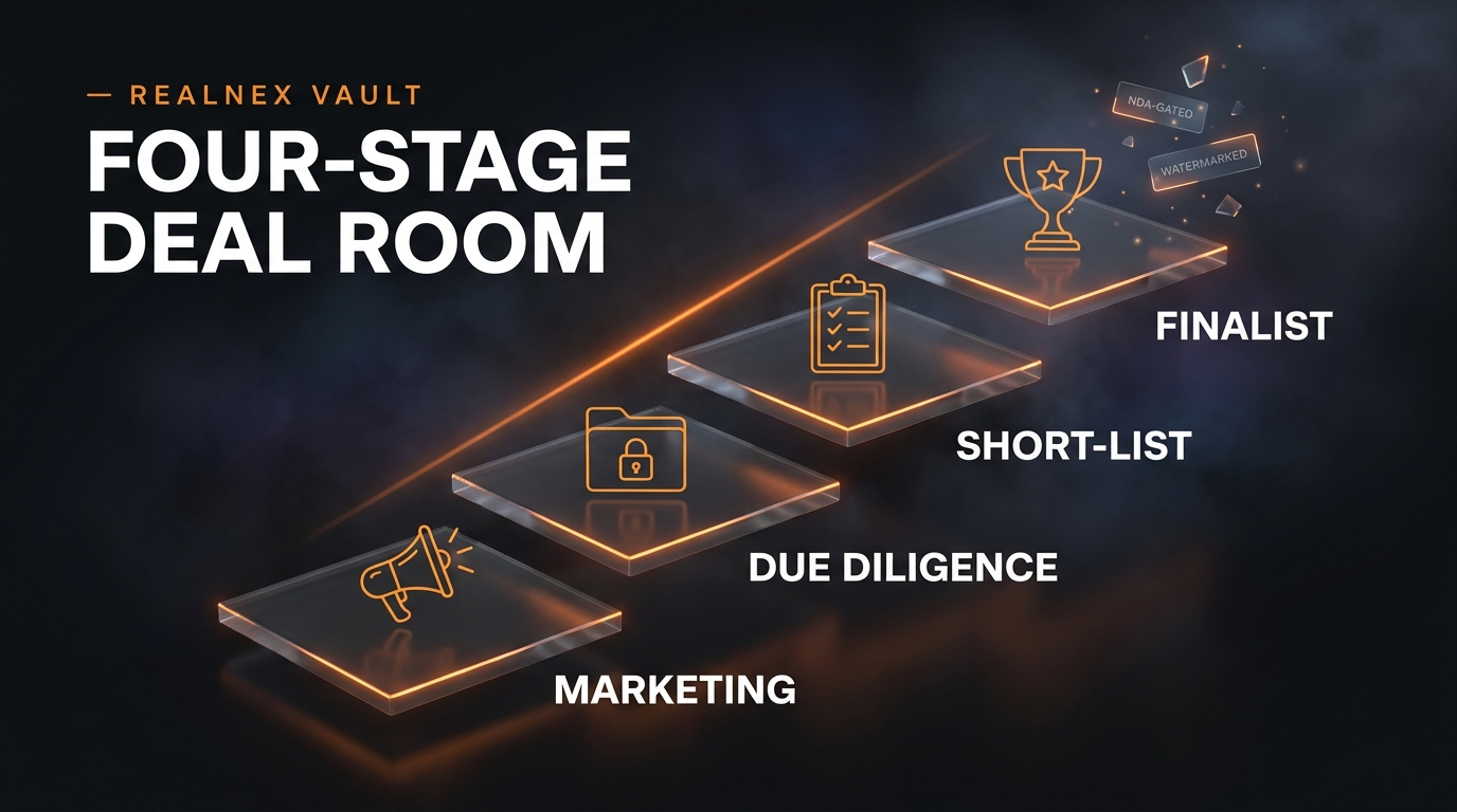Vault four-stage deal room infographic